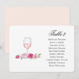 Invitación Gráfico de asientos de rosas. Copa de vino. Boda f
