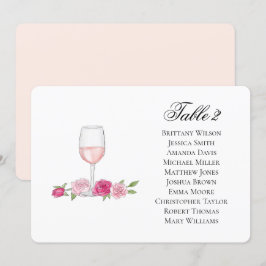 Invitación Gráfico de asientos de rosas. Copa de vino. Boda f