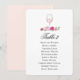 Invitación Gráfico de asientos de rosas. Copa de vino. Boda f