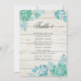 Invitación Gráfico de asientos de suculentas menta. Boda rúst
