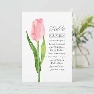 Invitación Gráfico de asientos de tabla de tulipano rosa de u
