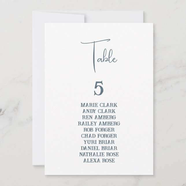 Invitación Gráfico de asientos del Boda azul (Anverso)