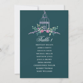 Invitación Gráfico de asientos floral en jaula de pájaros. Fl