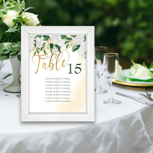Invitación Gráfico de Asientos Floral Rosa Peonía Blanca Oro