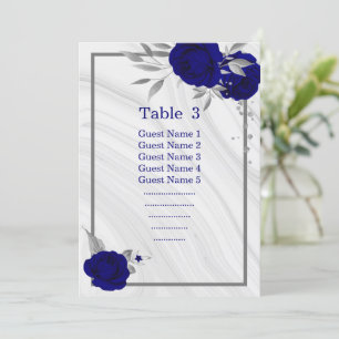 Invitación gráfico de asientos florales de plata azul real