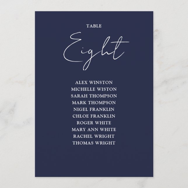 Invitación Gráfico de Asientos Moderno Azul Marino Número de  (Anverso)