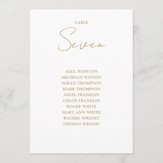 Invitación Gráfico de Asientos Moderno Dorado Chic Número de  (Anverso)