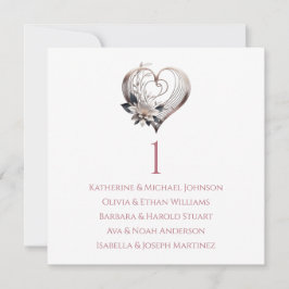 Invitación Gráfico de asientos modernos de Boda cardíaco rosa