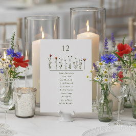 Invitación Gráfico de asientos numéricos de Wildflowers ilust