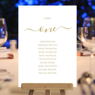 Invitación Gráfico de Asientos Número 1 de Letra Dorada Elega