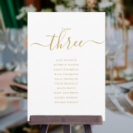 Invitación Gráfico de Asientos Número 3 de Letra Dorada Elega