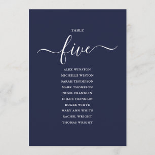 Invitación Gráfico de asientos número 5 de escritura azul mar