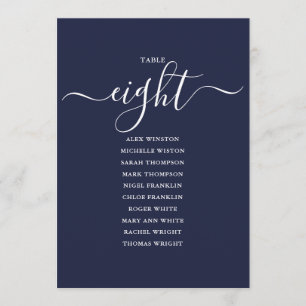 Invitación Gráfico de Asientos Número 8 de Escritura Azul Mar