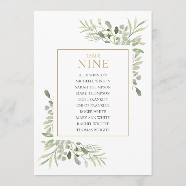 Invitación Gráfico de Asientos Número 9 de Elegante Vegetació (Anverso)