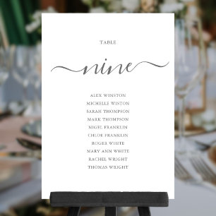 Invitación Gráfico de Asientos Número 9 de Letra Gris Elegant