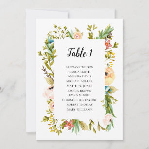 Invitación Gráfico de asientos para boda de verano. Plan de m