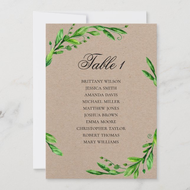 Invitación Gráfico de asientos para boda de verano. Plan de m (Anverso)