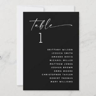 Invitación Gráfico de Asientos para Boda Negra   Noche Modern
