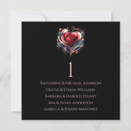 Invitación Gráfico de asientos Rosa-Boda en forma de corazón