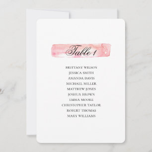 Invitación Gráfico de asientos rosa. Plan de boda acuarela