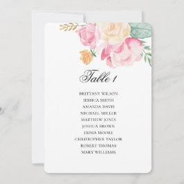 Invitación Gráfico de asientos rosa y melocotón. Plan de boda