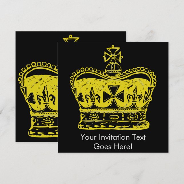 Invitación Gráfico de Corona Real (Anverso / Reverso)