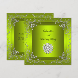 Invitación Gráfico de Cumpleaños de Cualquier Edad Chartreuse