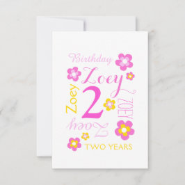 Invitación gráfico de flores de cumpleaños número 2 amarillo