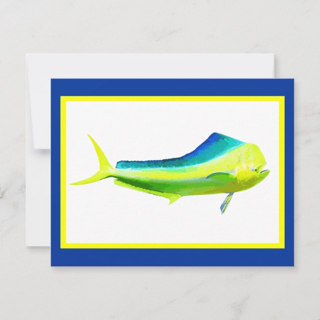 Invitación Gráfico de la pesca de agua salada Mahi Mahi (Anverso)