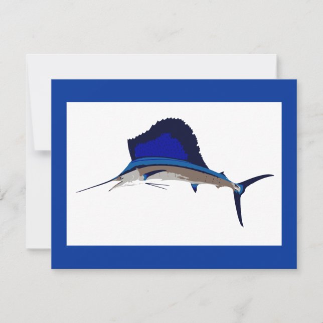 Invitación Gráfico de la pesca del pez volador (Anverso)
