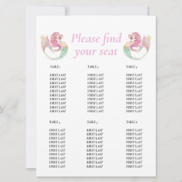 Invitación Gráfico de mesa de Baby Shower Sirena Rosa