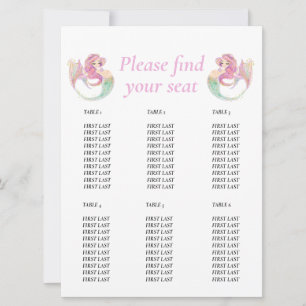 Invitación Gráfico de mesa rosa sirena para baby shower