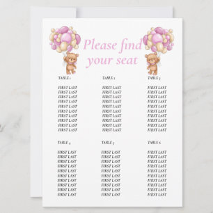Invitación Gráfico de mesa Teddy para Baby Shower con puntos 