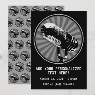 Invitación Gráfico de micrófono retro