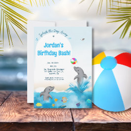 Invitación Gráfico de niños de voleibol Dolphin Fun Beach