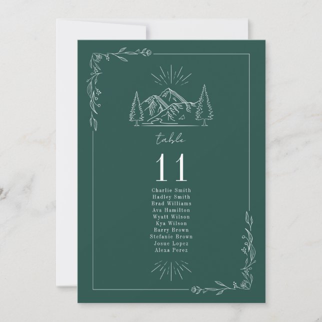 Invitación Gráfico de números de tabla de montaña de arte de  (Anverso)