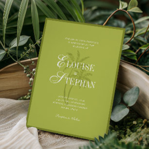 Invitación Gráfico de Palma Refinado Verde Chartreuse para Bo