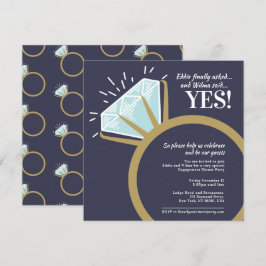 Invitación Gráfico del anillo de oro del diamante del partido