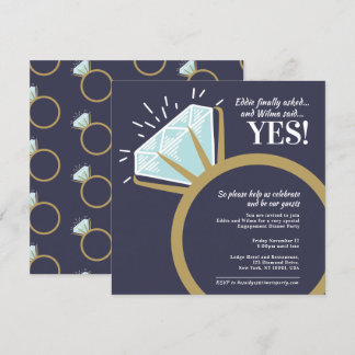Invitación Gráfico del anillo de oro del diamante del partido