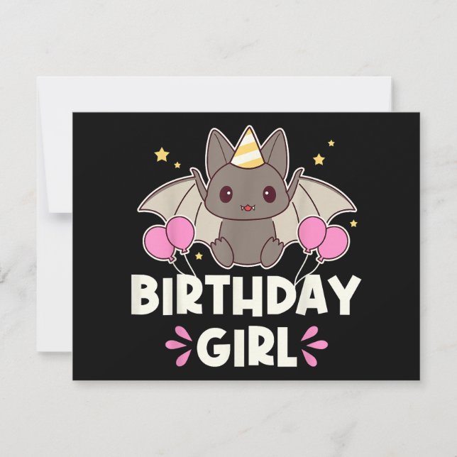 Invitación Gráfico mural de Chica de cumpleaños lindo (Anverso)
