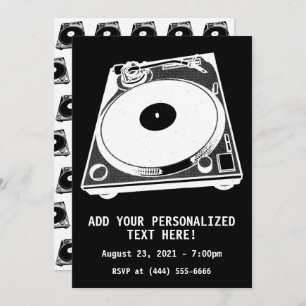 Invitación Gráfico retro girable en blanco