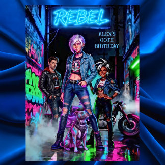 Invitación Grafiti de cumpleaños rebelde en callejón de moto