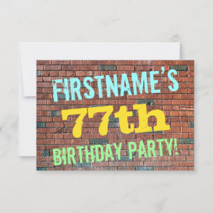 Invitación Grafiti de pared de ladrillo inspiró 77 cumpleaños