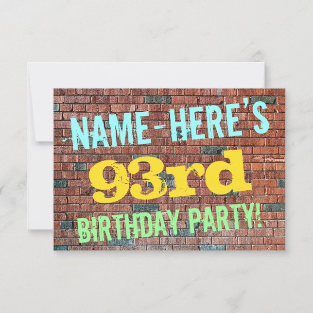 Invitación Grafiti de pared de ladrillo inspiró el cumpleaños (Anverso)