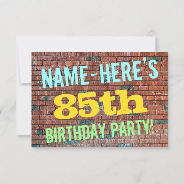 Invitación Grafiti en el muro de ladrillo inspirado en el 87  (Anverso)