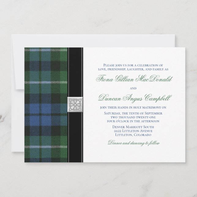 Invitación Graham de Montrose Boda Tartan Celtic (Anverso)
