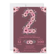 Gran 2º cumpleaños Flores rosadas Chica Foliage Ve