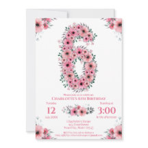 Gran 6° cumpleaños Chica de follaje verde Flores r