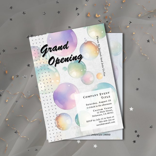 Invitación Gran abertura de acuarela de Aura Bubble (Whimsical Watercolor Aura Bubble Grand Opening Invitation)