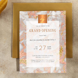 Invitación Gran abertura del salón de belleza dorado de mármo